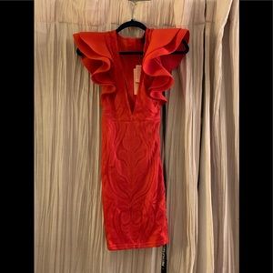 Deep V holiday dress.